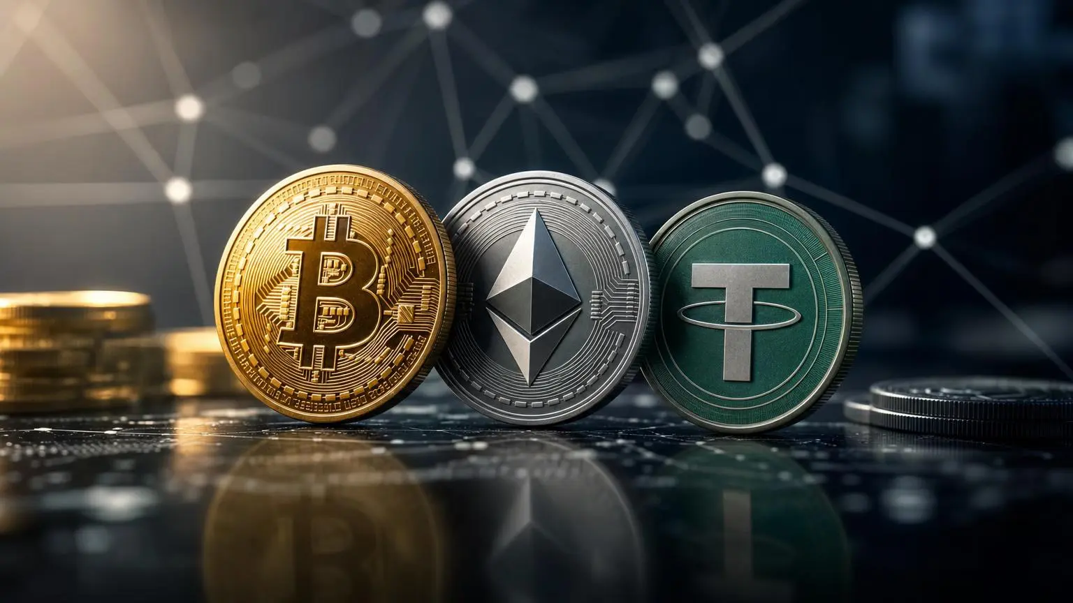Comparação do valor líquido recebido em trocas de BTC, ETH e USDT com critérios de cotação, rede, taxas e finalidade de uso